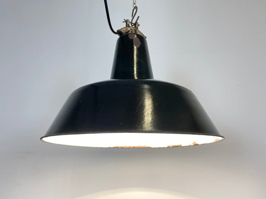 Industrial Black Enamel Factory Pendant Lamp, 1930s-CGF-873754