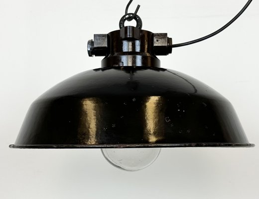 Industrial Black Enamel Factory Pendant Lamp, 1950s-CGF-1703673