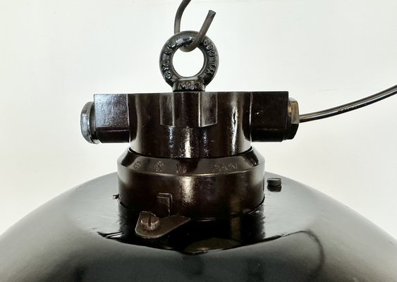 Industrial Black Enamel Factory Pendant Lamp, 1950s-CGF-1703673