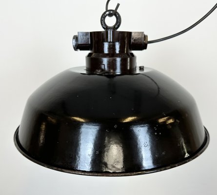 Industrial Black Enamel Factory Pendant Lamp, 1950s-CGF-1703673