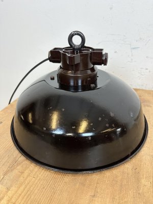 Industrial Black Enamel Factory Pendant Lamp, 1950s-CGF-1703673