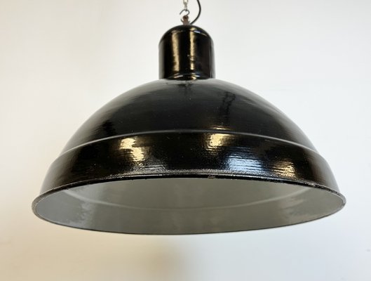 Industrial Black Enamel Factory Pendant Lamp, 1950s-CGF-1731834