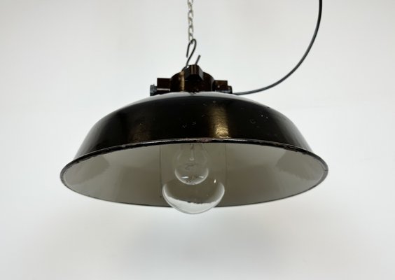 Industrial Black Enamel Factory Pendant Lamp, 1950s-CGF-1703673