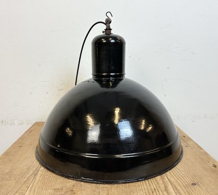 Industrial Black Enamel Factory Pendant Lamp, 1950s-CGF-1731834