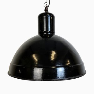 Industrial Black Enamel Factory Pendant Lamp, 1950s-CGF-1731834