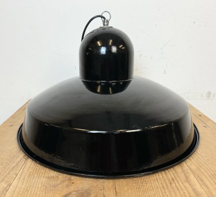 Industrial Black Enamel Factory Pendant Lamp, 1960s-CGF-1757946