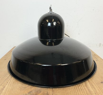 Industrial Black Enamel Factory Pendant Lamp, 1960s-CGF-1757946