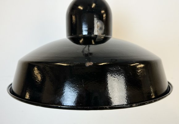 Industrial Black Enamel Factory Pendant Lamp, 1960s-CGF-1757946