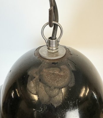 Industrial Black Enamel Factory Pendant Lamp, 1960s-CGF-1757946