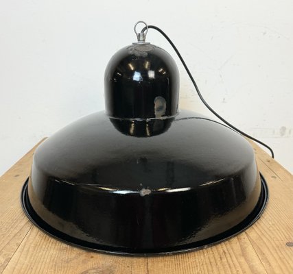 Industrial Black Enamel Factory Pendant Lamp, 1960s-CGF-1757946