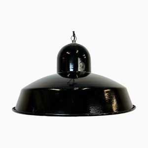 Industrial Black Enamel Factory Pendant Lamp, 1960s-CGF-1757946