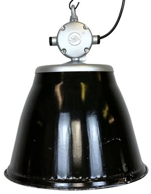 Industrial Black Enamel Factory Pendant Lamp from Elektrosvit, 1960s-CGF-1703543