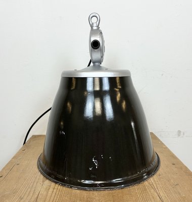 Industrial Black Enamel Factory Pendant Lamp from Elektrosvit, 1960s-CGF-1703543