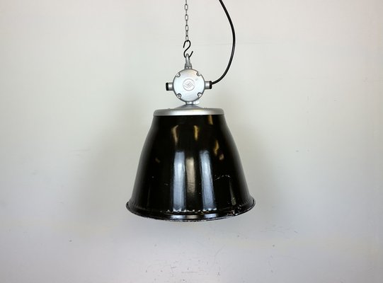 Industrial Black Enamel Factory Pendant Lamp from Elektrosvit, 1960s-CGF-1703543