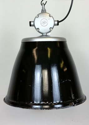 Industrial Black Enamel Factory Pendant Lamp from Elektrosvit, 1960s-CGF-1703543