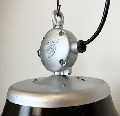 Industrial Black Enamel Factory Pendant Lamp from Elektrosvit, 1960s-CGF-1703543