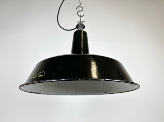 Industrial Black Enamel Hanging Lamp from Reluma, 1950s-CGF-1440518