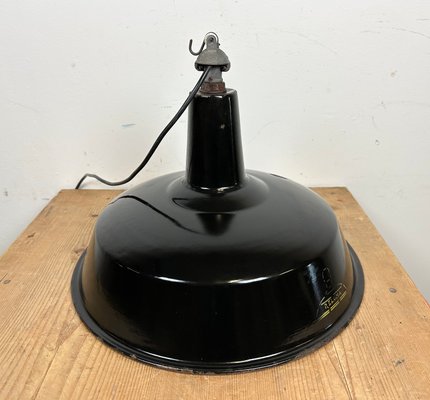 Industrial Black Enamel Hanging Lamp from Reluma, 1950s-CGF-1440518