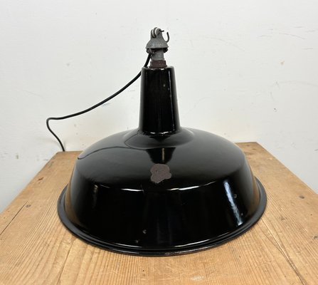 Industrial Black Enamel Hanging Lamp from Reluma, 1950s-CGF-1440518