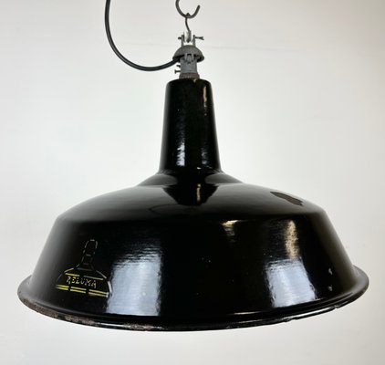 Industrial Black Enamel Hanging Lamp from Reluma, 1950s-CGF-1440518