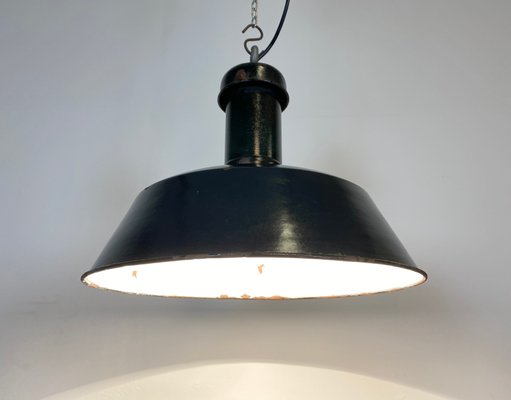 Industrial Black Enamel Pendant Lamp, 1930s-CGF-870407