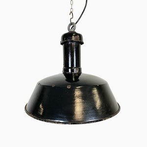 Industrial Black Enamel Pendant Lamp, 1930s-CGF-870407