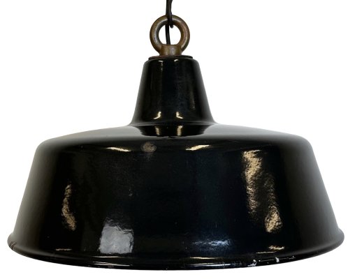 Industrial Black Enamel Pendant Lamp, 1950s-CGF-1733938