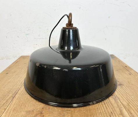 Industrial Black Enamel Pendant Lamp, 1950s-CGF-1733938