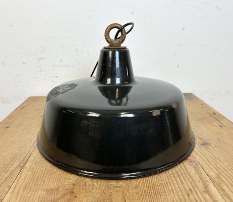 Industrial Black Enamel Pendant Lamp, 1950s-CGF-1733938