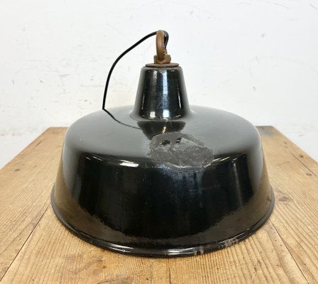 Industrial Black Enamel Pendant Lamp, 1950s-CGF-1733938