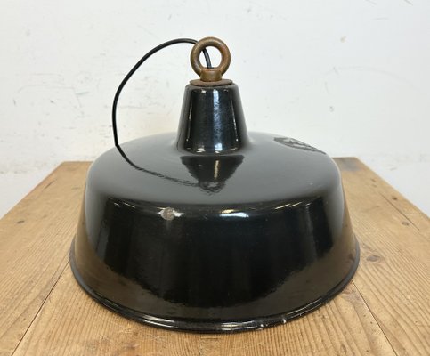 Industrial Black Enamel Pendant Lamp, 1950s-CGF-1733938