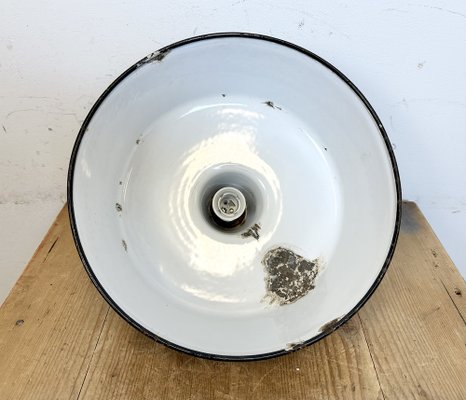 Industrial Black Enamel Pendant Lamp, 1950s-CGF-1733938