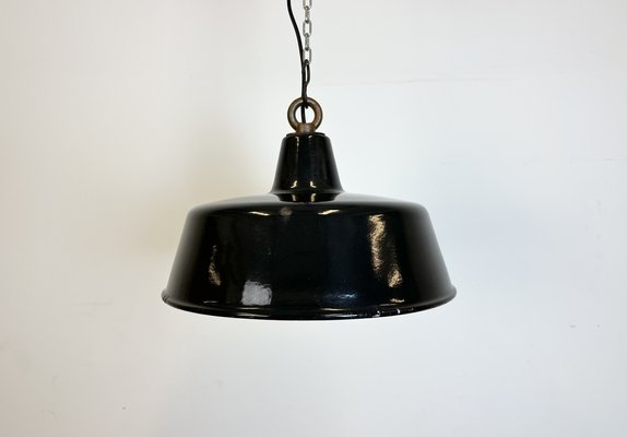 Industrial Black Enamel Pendant Lamp, 1950s-CGF-1733938