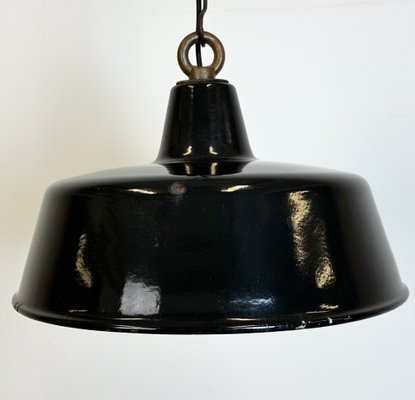 Industrial Black Enamel Pendant Lamp, 1950s-CGF-1733938