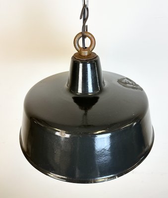 Industrial Black Enamel Pendant Lamp, 1950s-CGF-1733938