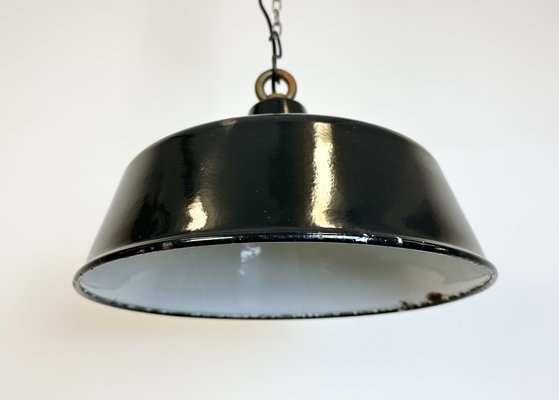 Industrial Black Enamel Pendant Lamp, 1950s-CGF-1733938