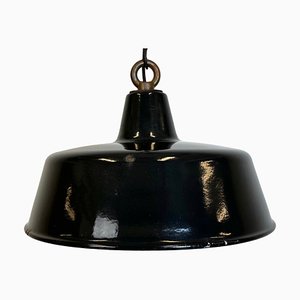 Industrial Black Enamel Pendant Lamp, 1950s-CGF-1733938