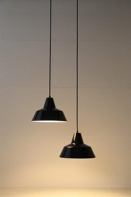 Industrial Black Enamel Pendant Lamps by Louis Poulsen, 1960s, Set of 2-NIX-2017581