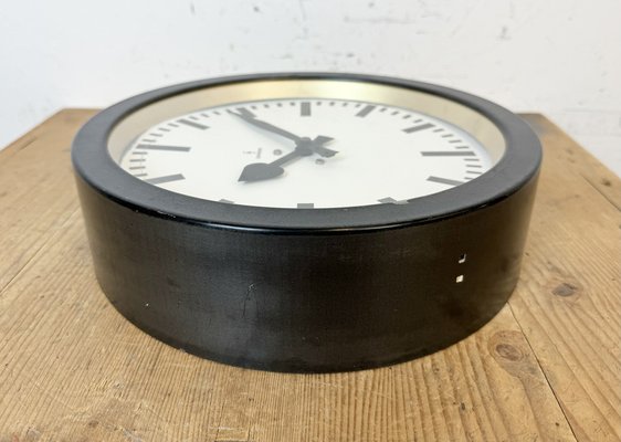 Industrial Black Factory Wall Clock from Siemens, 1950s-CGF-1757925