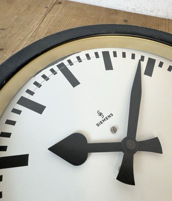 Industrial Black Factory Wall Clock from Siemens, 1950s-CGF-1757925