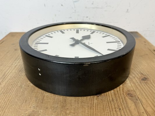 Industrial Black Factory Wall Clock from Siemens, 1950s-CGF-1757925