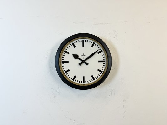 Industrial Black Factory Wall Clock from Siemens, 1950s-CGF-1757925