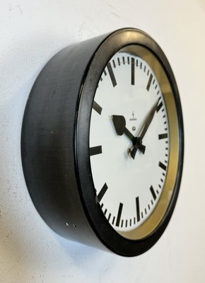 Industrial Black Factory Wall Clock from Siemens, 1950s-CGF-1757925