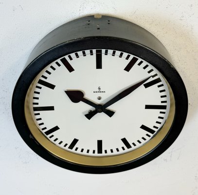 Industrial Black Factory Wall Clock from Siemens, 1950s-CGF-1757925