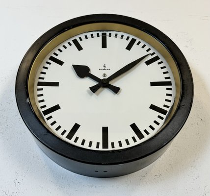 Industrial Black Factory Wall Clock from Siemens, 1950s-CGF-1757925