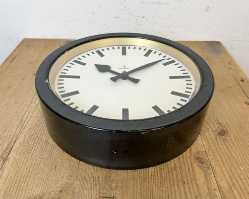 Industrial Black Factory Wall Clock from Siemens, 1950s-CGF-1757925