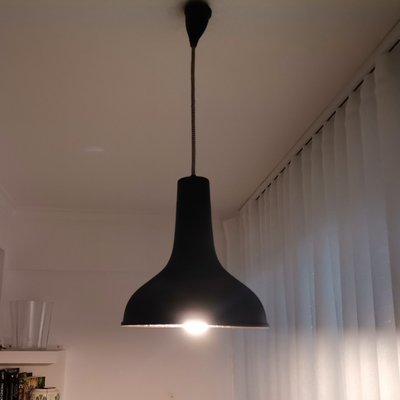 Industrial Black Metal Hanging Pendant Lamp, 1980s-SCS-1145202