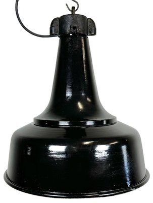 Industrial Black Pendant Factory Lamp with Cast Iron Top, 1970s-CGF-1747348