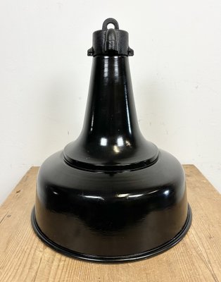 Industrial Black Pendant Factory Lamp with Cast Iron Top, 1970s-CGF-1747348