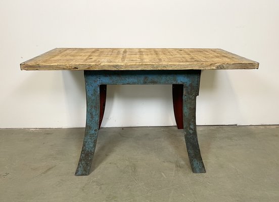 Industrial Blue Dining Table, 1960s-CGF-1068912